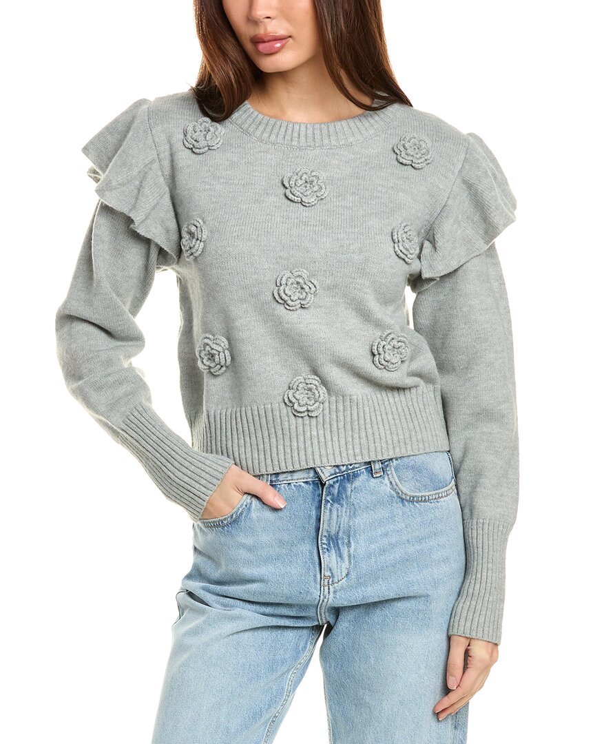 Gracia Rose Crochet Sweater In Grey