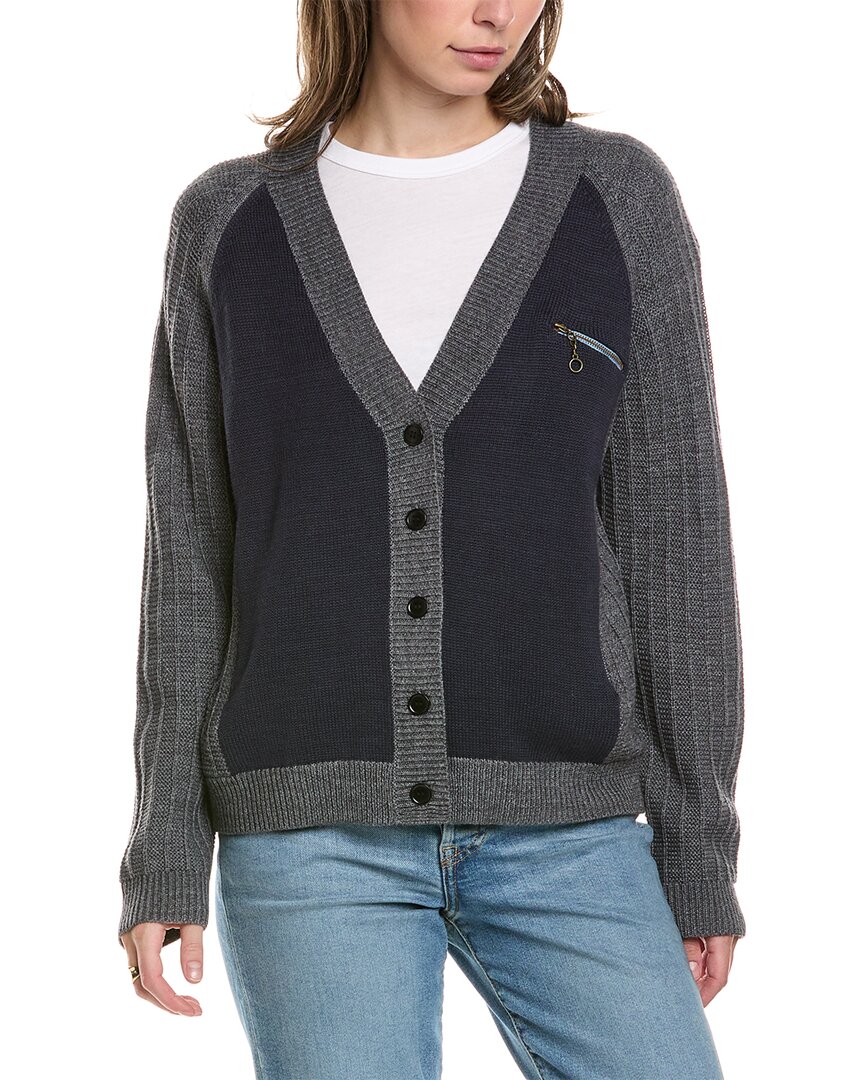 The Great The Fellow Wool-blend Cardigan In Blue
