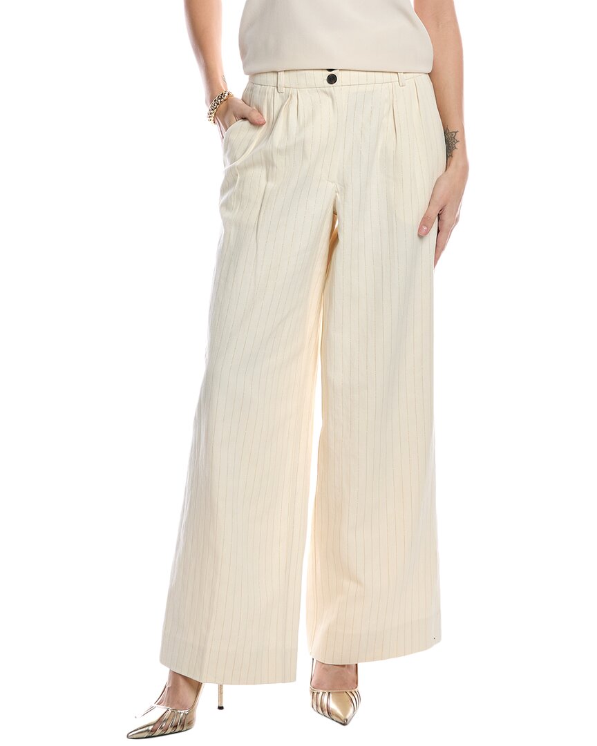 Allsaints Payton Wide-leg Linen-blend Pants In White