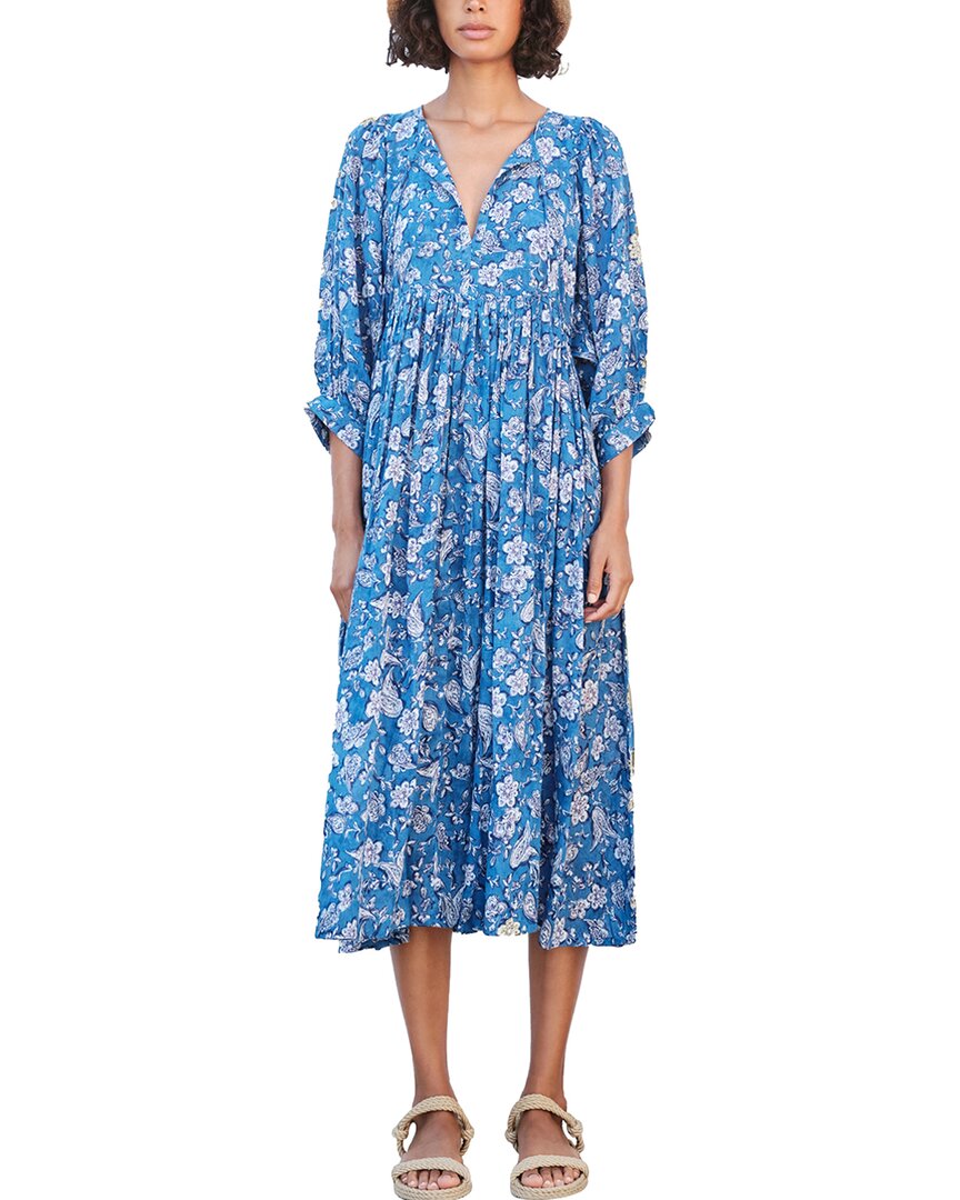 Shop Sundry Blouson Sleeve Midi Dress In Blue