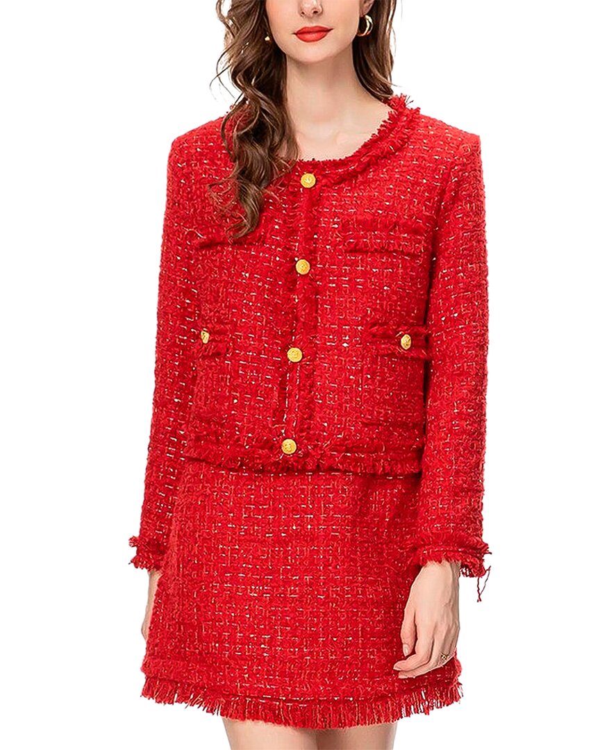 Elaine 2pc Blazer & Skirt Set In Red