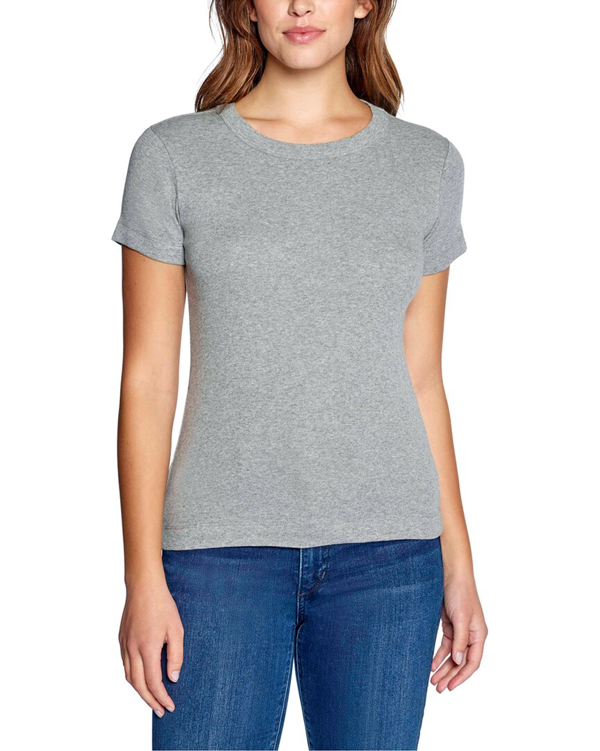 Shop Three Dots Solid Crewneck T-shirt In Grey