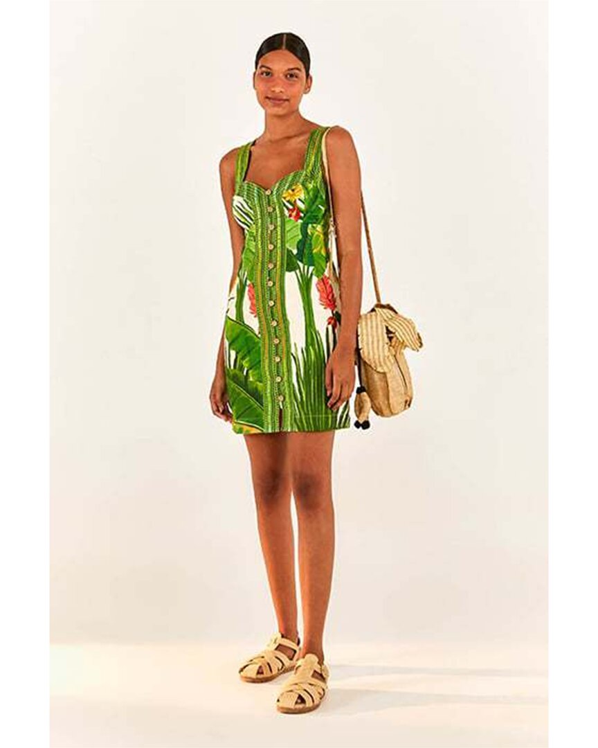 Farm Rio Fresh Forest Scarf Mini Dress In Green