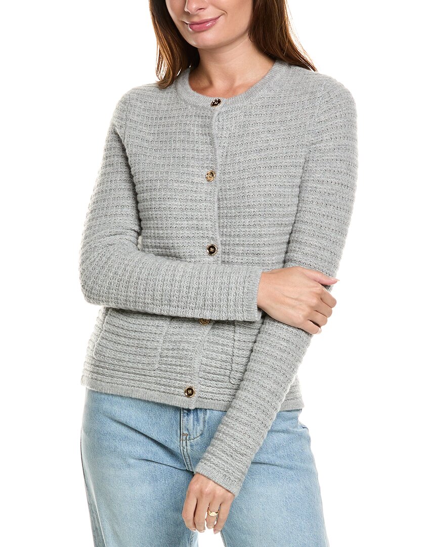 Kier + J Kier+j Wool & Cashmere-blend Cardigan In Grey