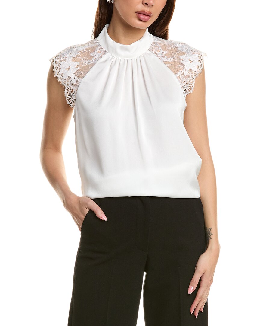 Vince Camuto Lace Cap Sleeve Blouse In White