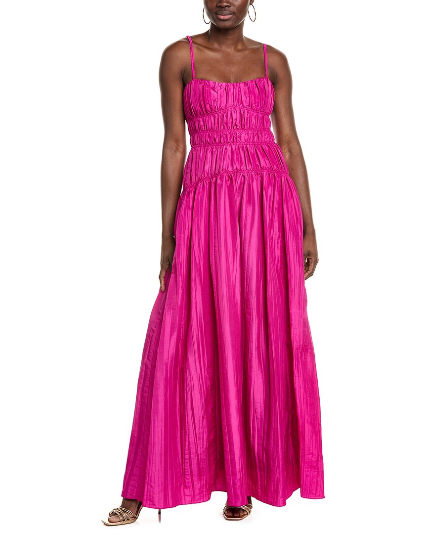 Shop Simkhai Stefanie Taffeta Pleats Gown In Pink