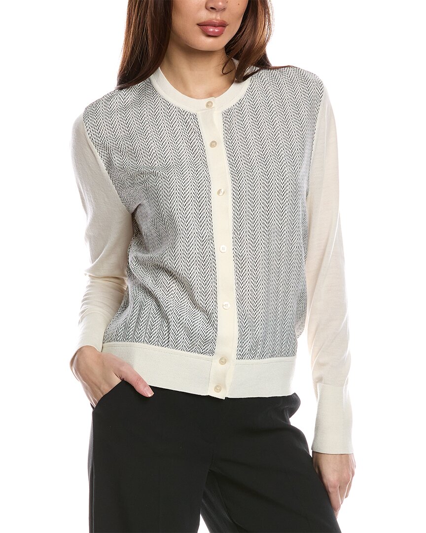 Hugo Boss Flonta Silk-blend Wool Cardigan In White