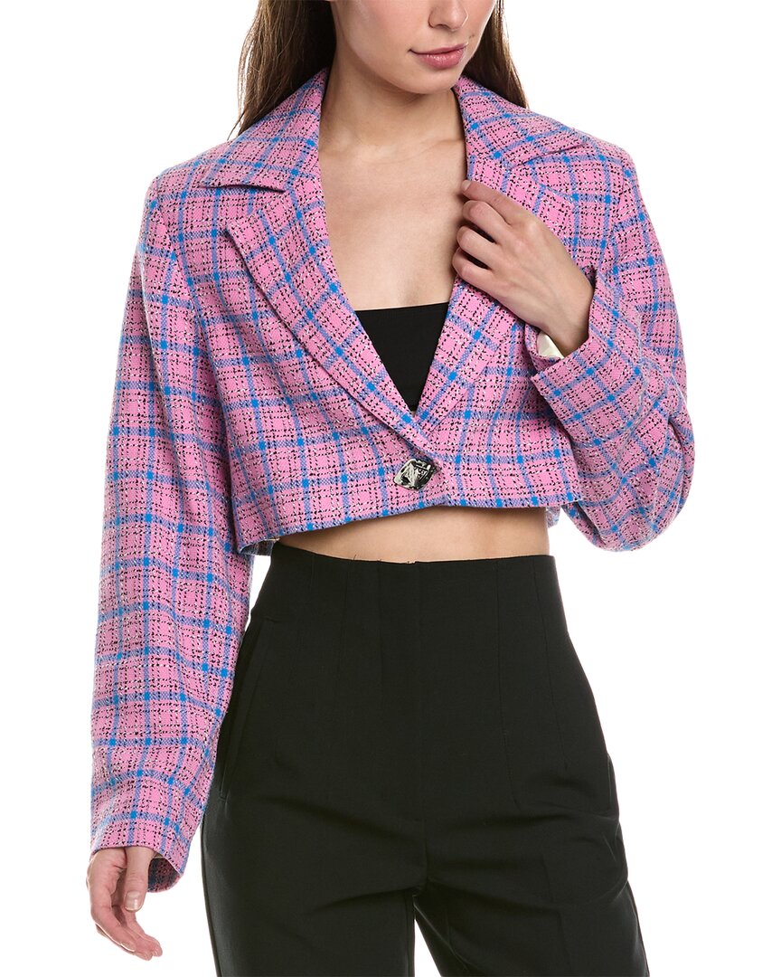 Ganni Cropped Blazer In Pink