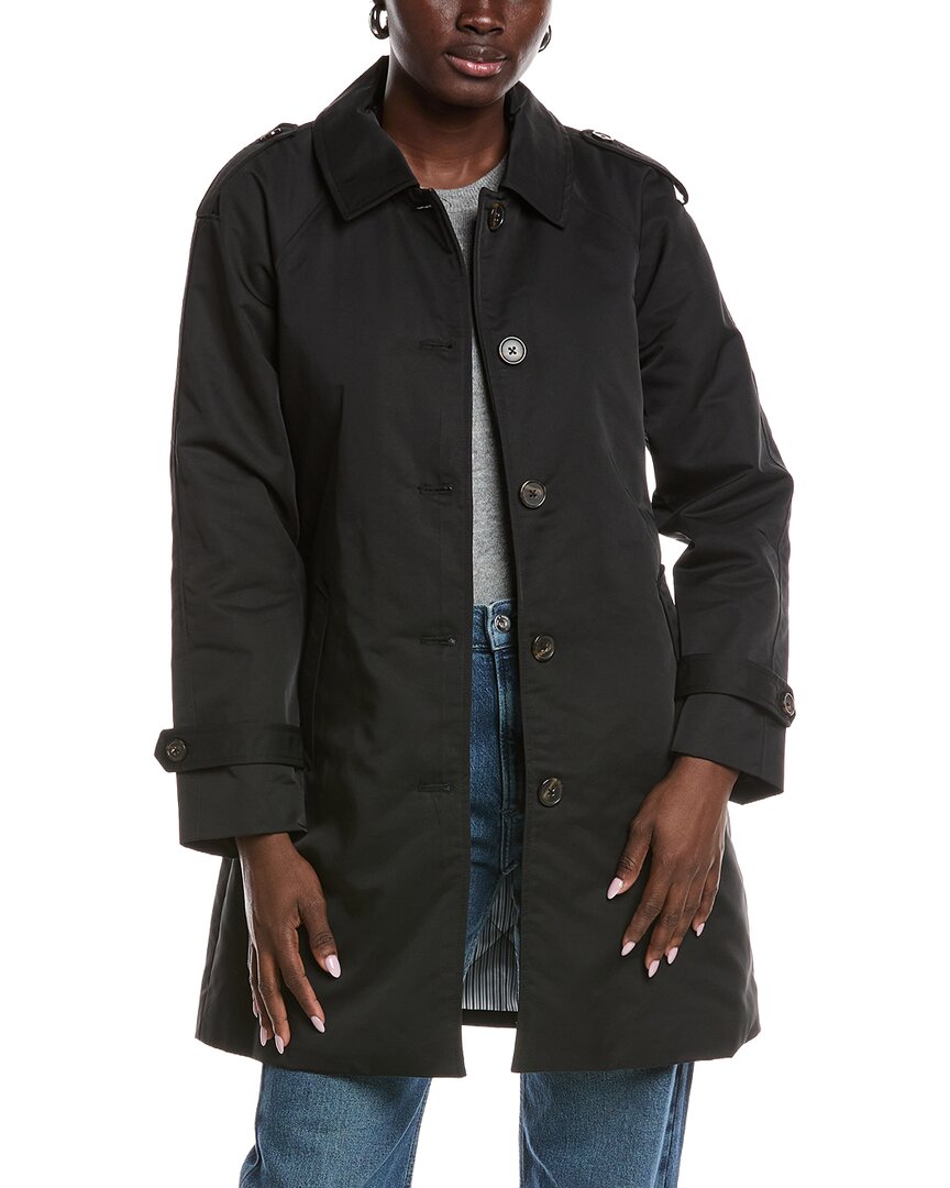 Ellen Tracy Quilted Classic Trench Coat In Black