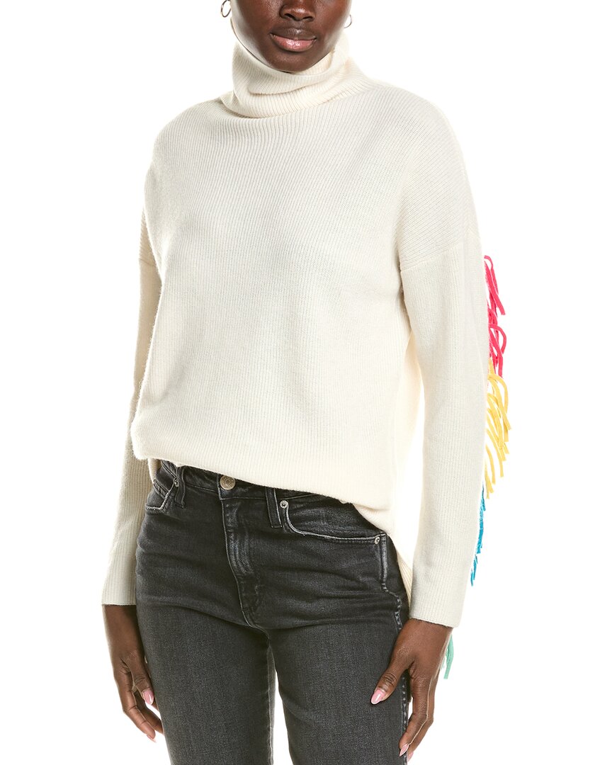 BRODIE CASHMERE BRODIE CASHMERE WOOL & CASHMERE-BLEND RAINBOW FRINGE FUNNEL SWEATER