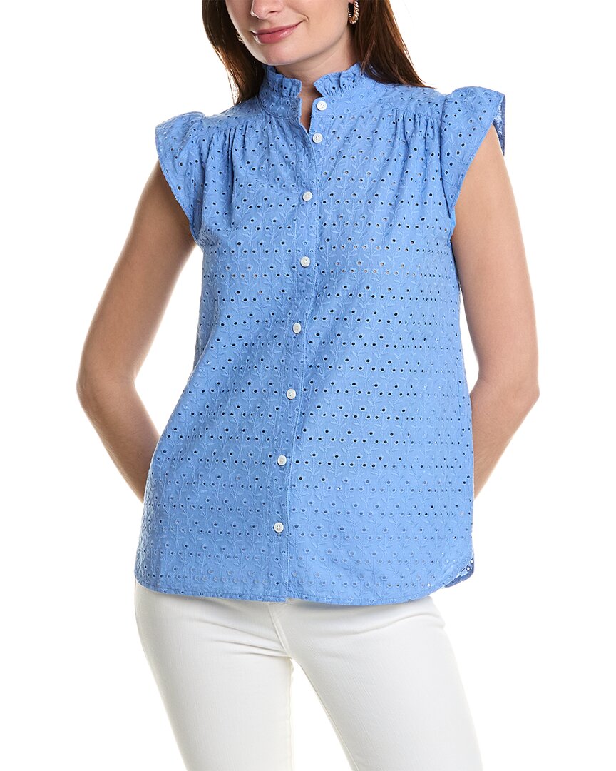 Shop Brooks Brothers Eyelet Blouse In Blue