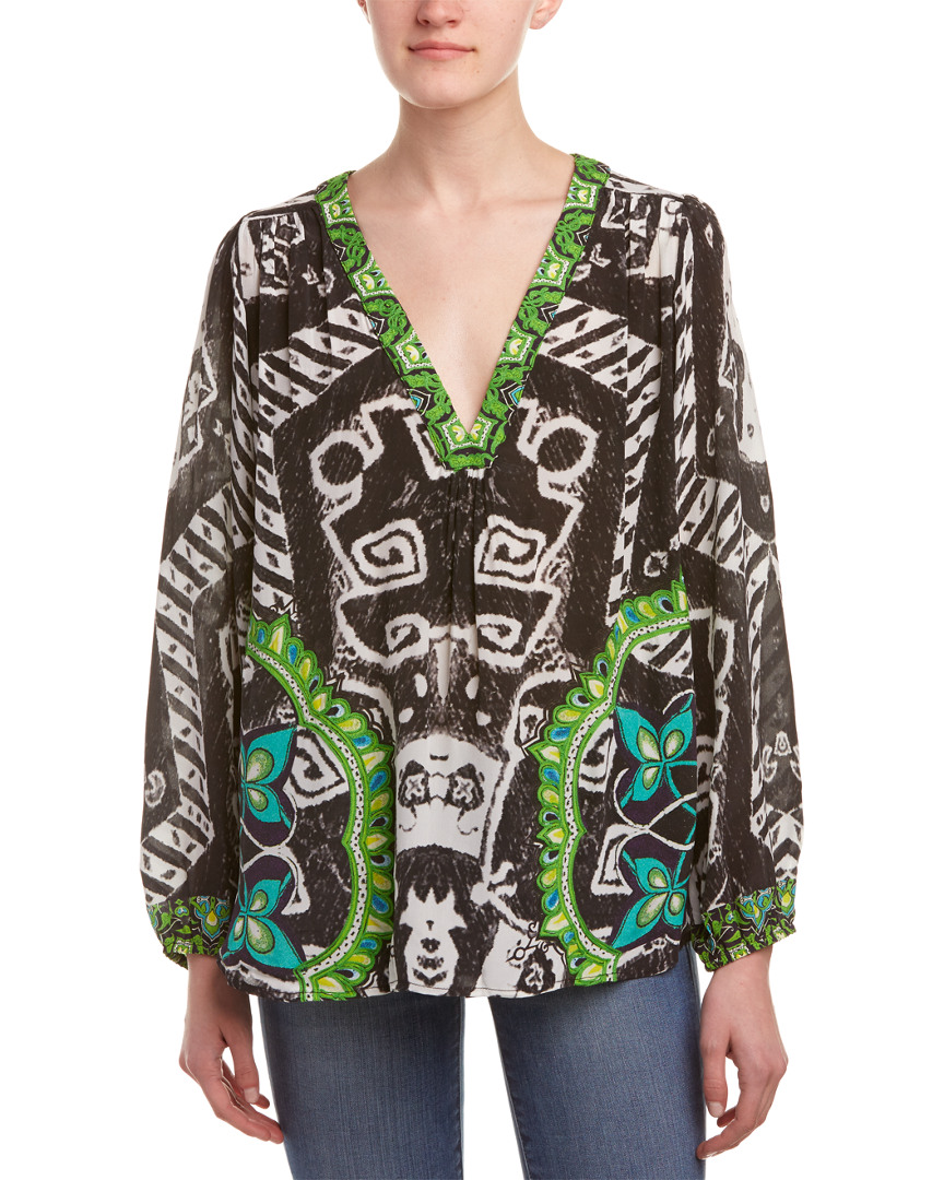 Image of Rococo Sand Throne Print Silk Blouse