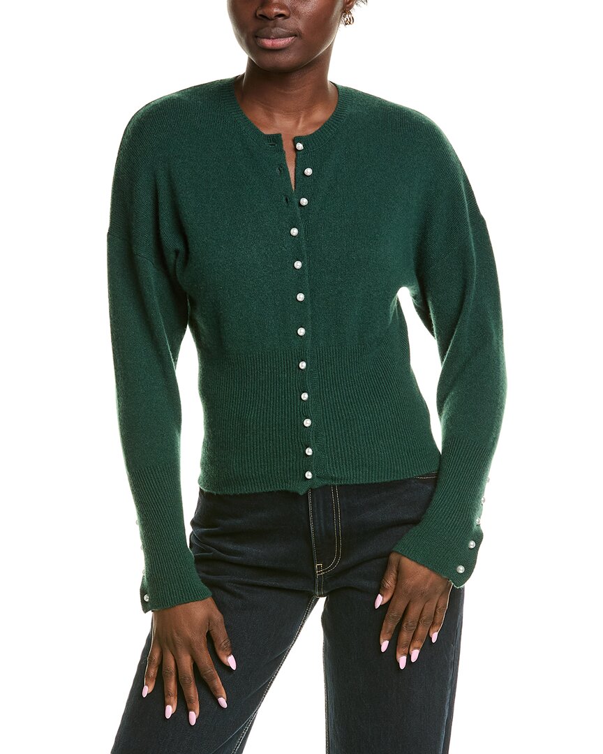 27 Miles Malibu Pearl Button Cashmere-blend Cardigan In Green