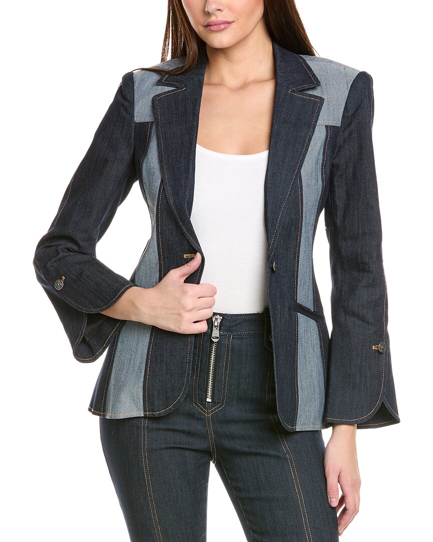 Cinq À Sept Celie Two-tone Denim Blazer In Blue