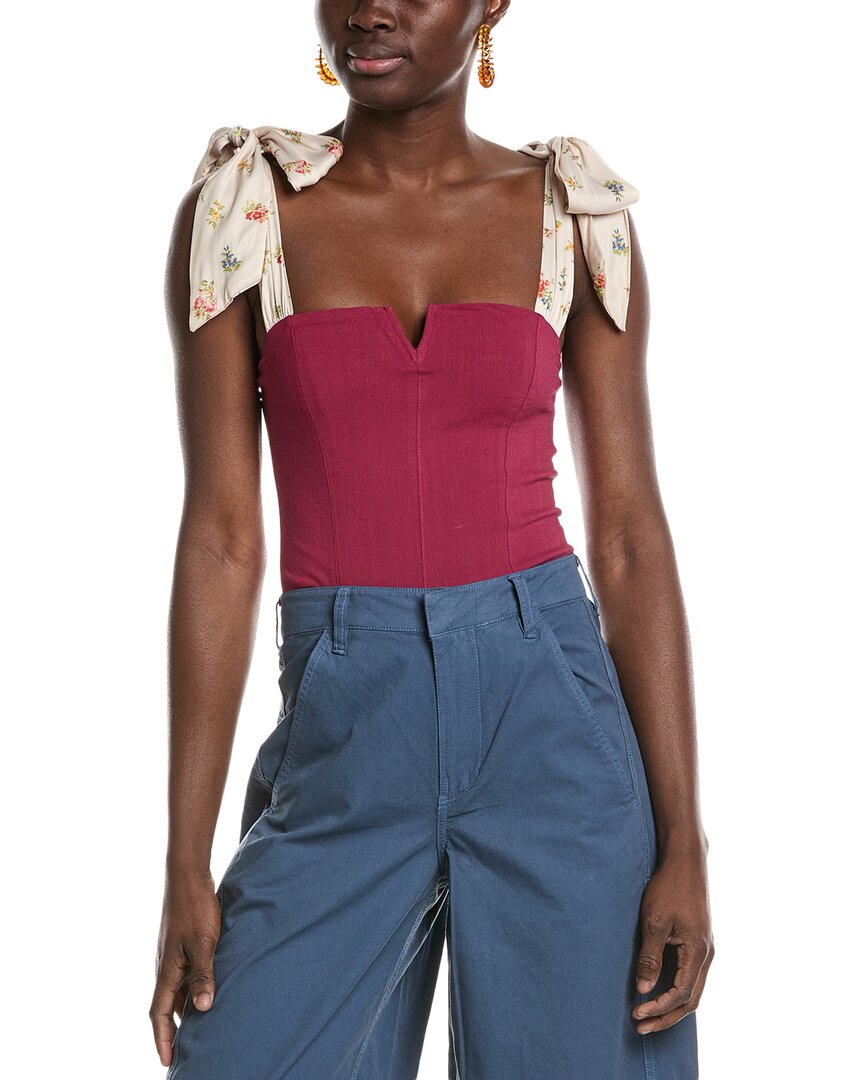 Free People Printed Lola Bodysuit In Red