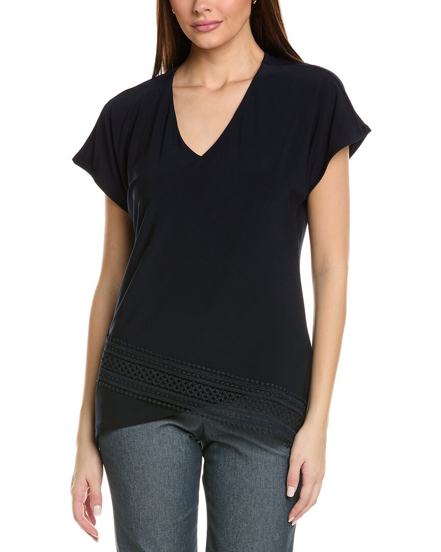 Joseph Ribkoff Lace Wrap Hem Top In Blue