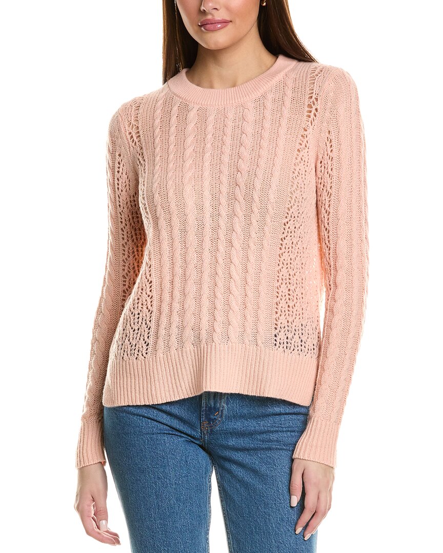 Autumn Cashmere Pointelle & Cable Cashmere Sweater In Pink