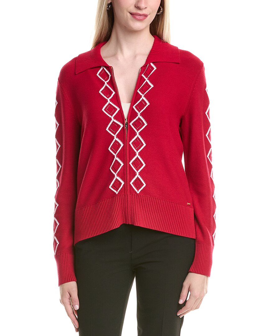 St John St. John Knit In Diamond Jacket In Red