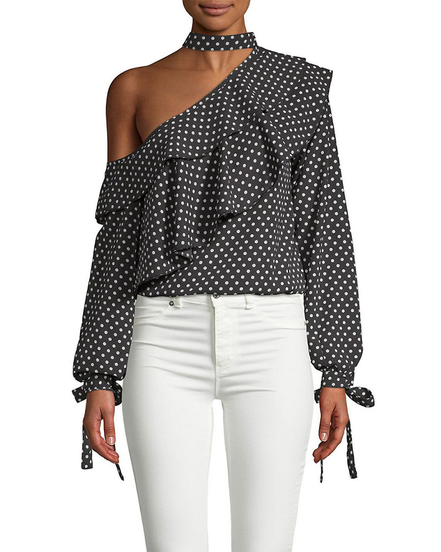 Image of Haute Rogue Polka Dot Ruffled Top