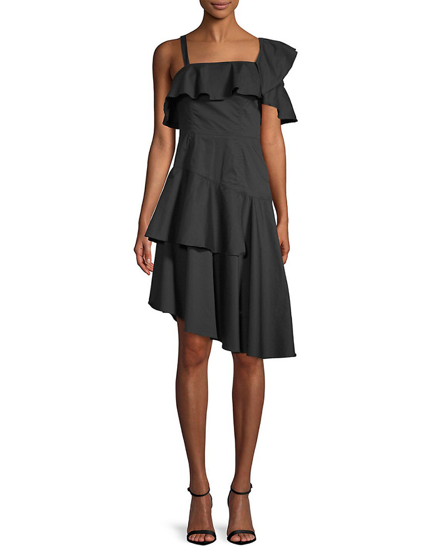 Image of Kendall+Kylie One-Shoulder Flutter A-Line Dress