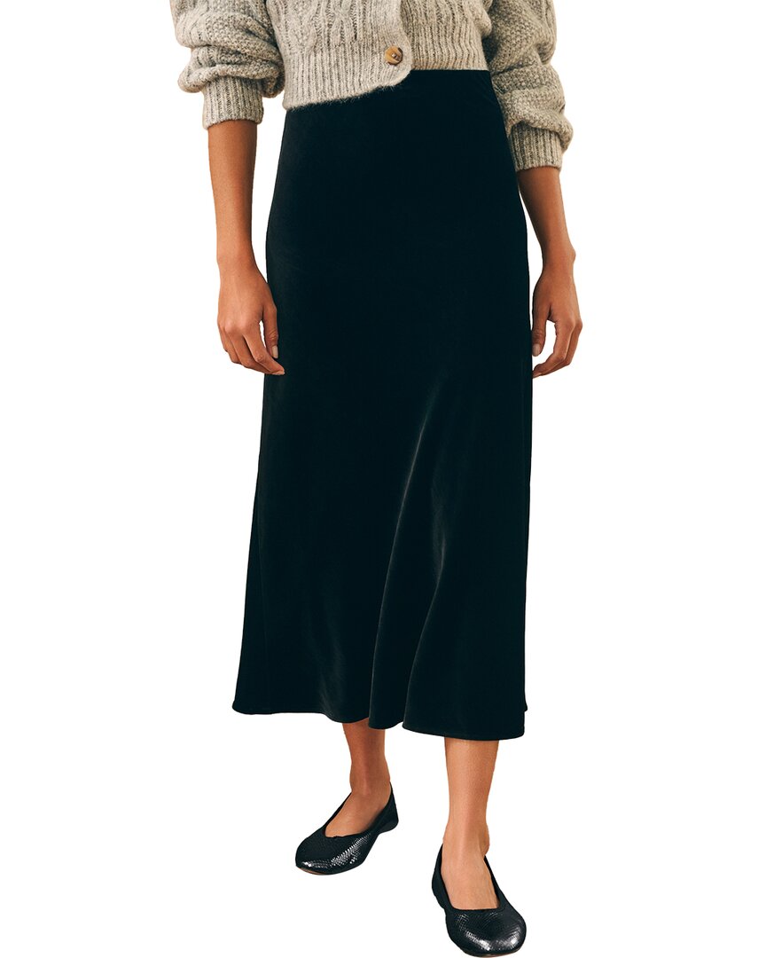 Faherty Stretch Silk-blend Velvet Ina Slip Skirt In Brown