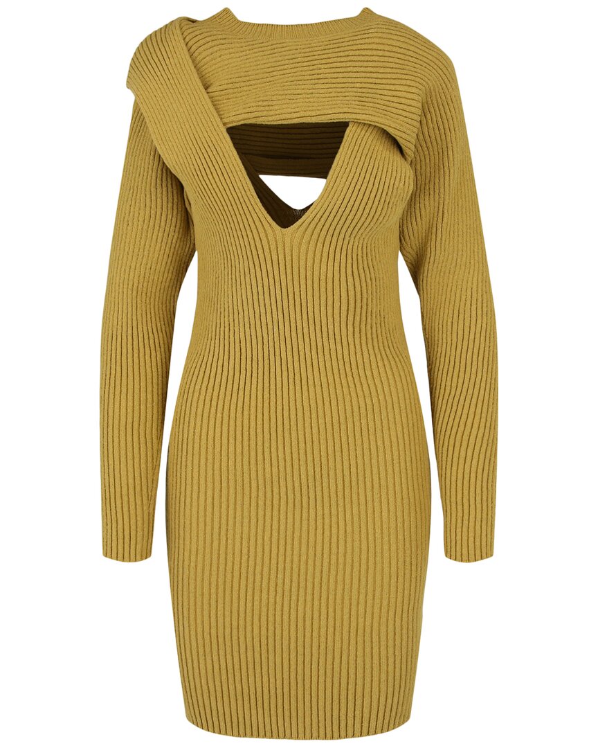Bottega Veneta Long-sleeve Ribbed Knit Sweater Dress In Green