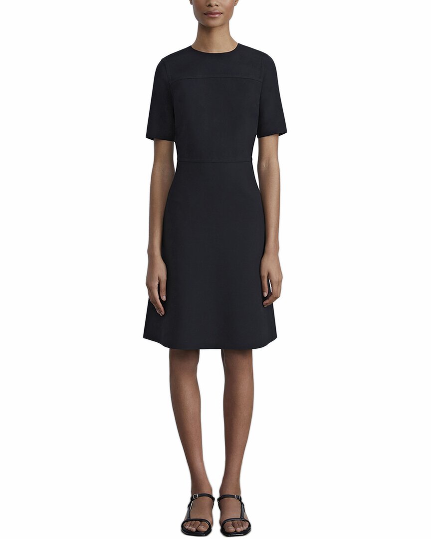 Lafayette 148 New York Petite Short Sleeve Wool & Silk-blend Dress In Black