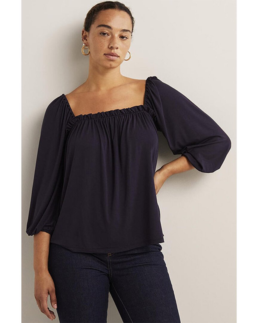 Shop Boden Square Neck Swing Jersey Top In Blue