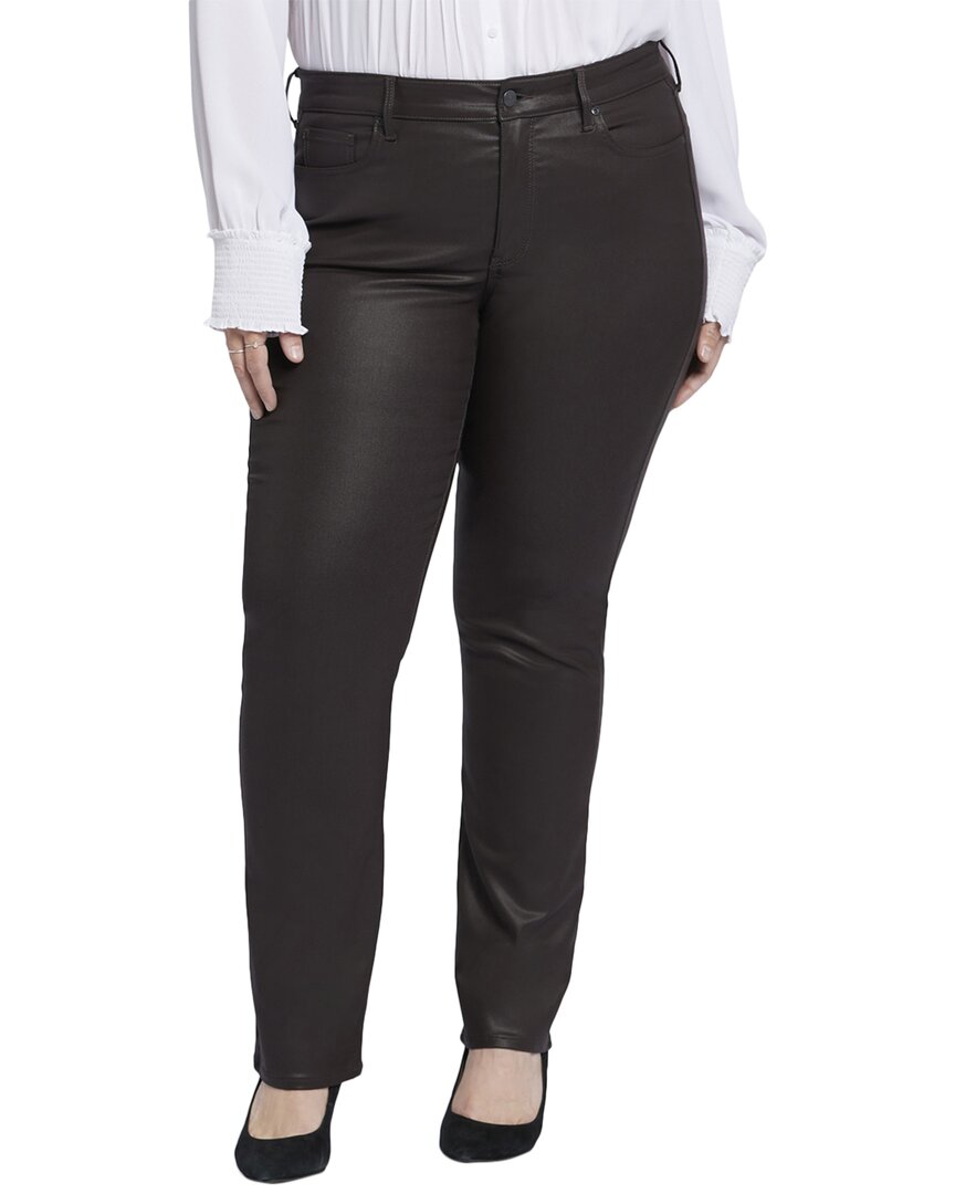 Nydj Plus Marilyn Cordovan Coated Straight Leg Jean
