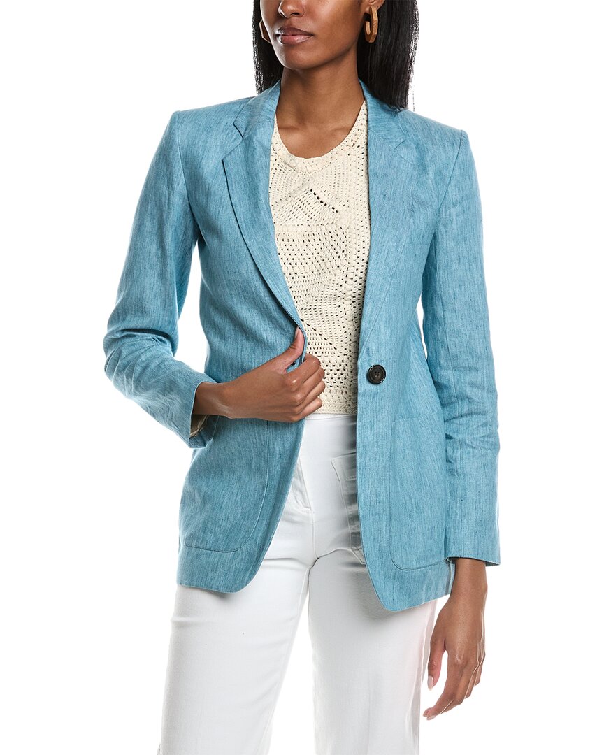 Shop Vanessa Bruno Lamiss Linen Jacket In Blue