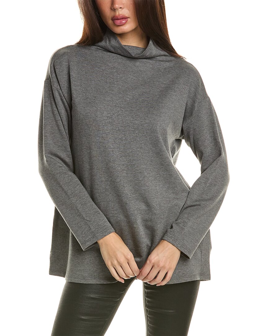 Shop Eileen Fisher Petite High Funnel Neck Tunic In Grey