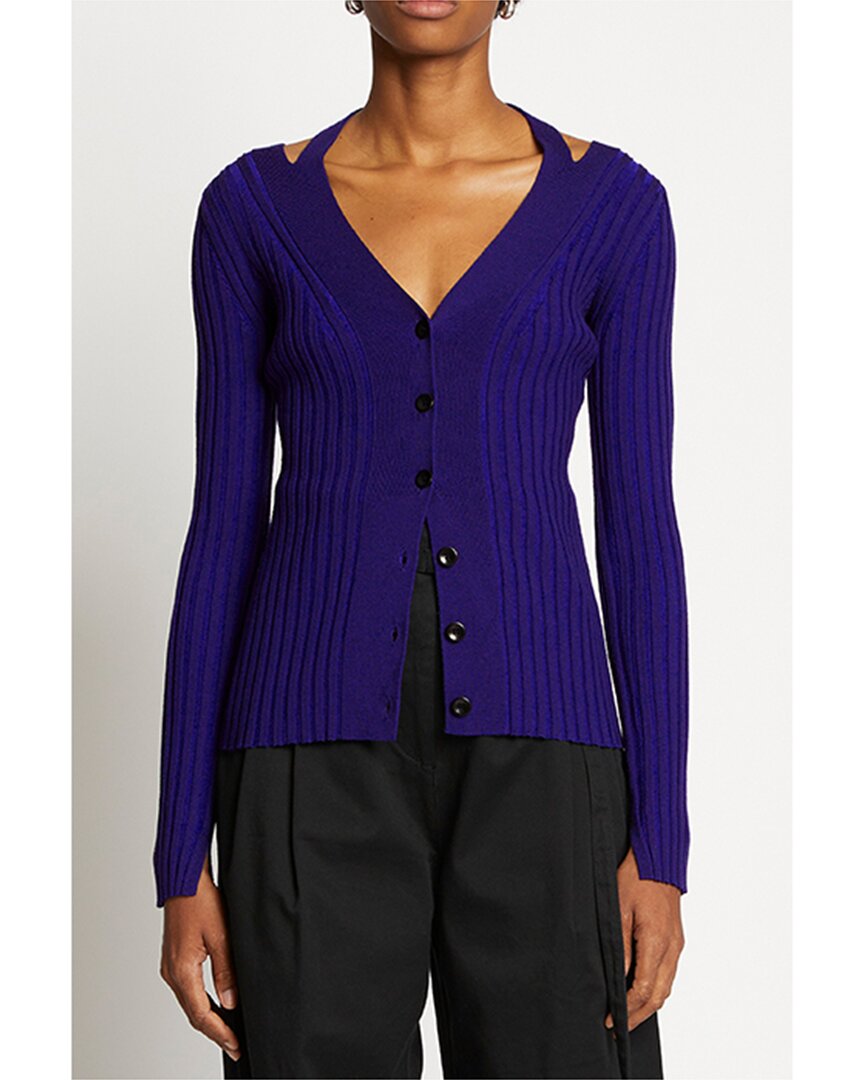 Proenza Schouler White Label Knit Halter Wool-blend Sweater In Blue