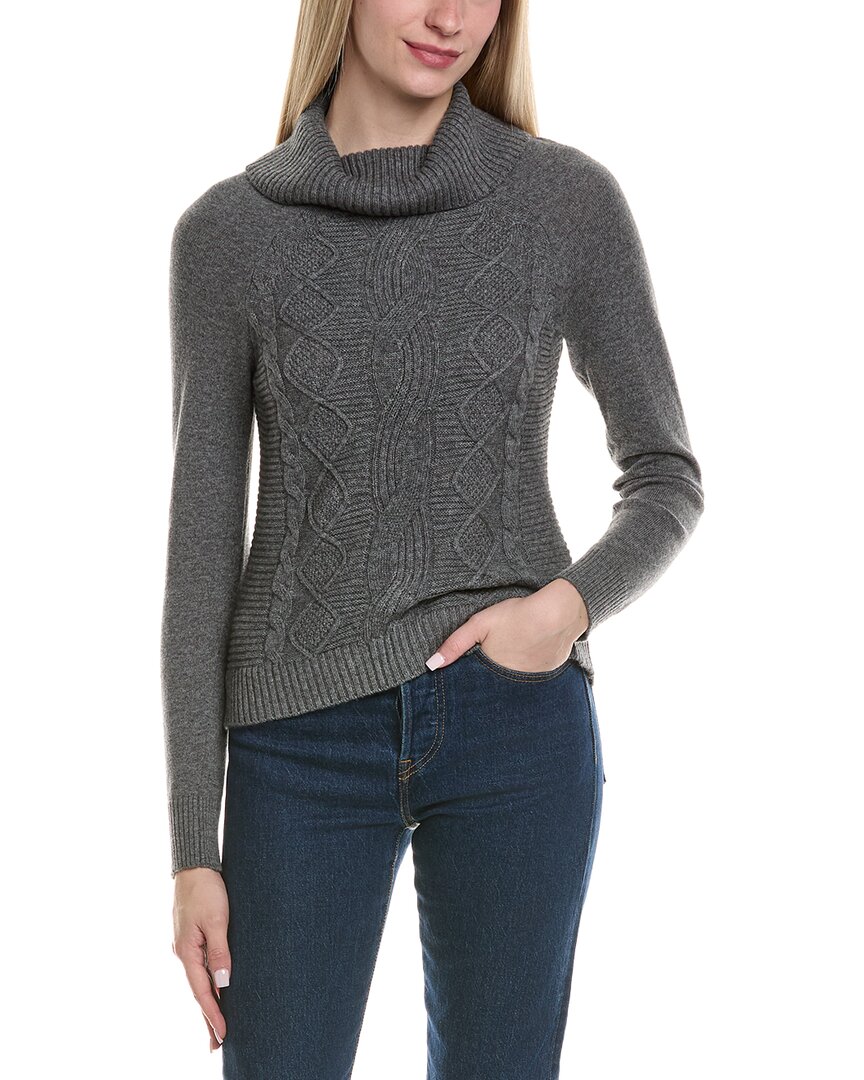 Sofiacashmere Cable Rib Texture Cowl Neck Wool & Cashmere-blend Sweater In Grey