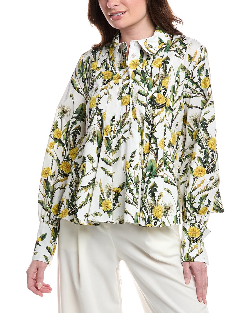 Oscar De La Renta Dandelions Poplin Shirt In White