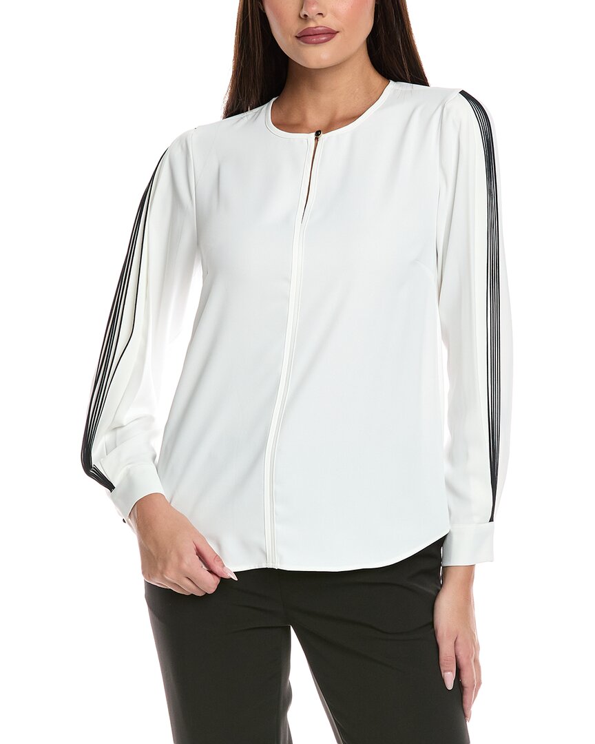 Elie Tahari Ellis Contrast Blouse In White