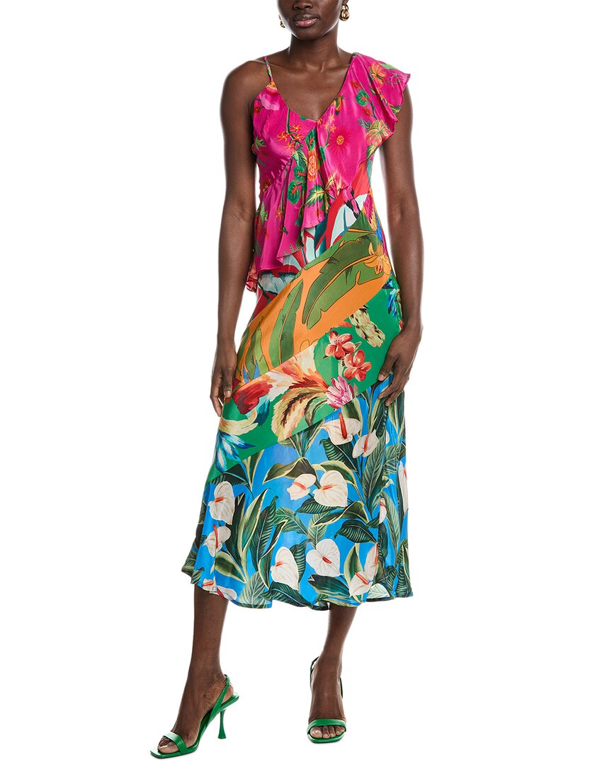 Farm Rio Mixed Flowery Ruffle One Strap Midi Dress