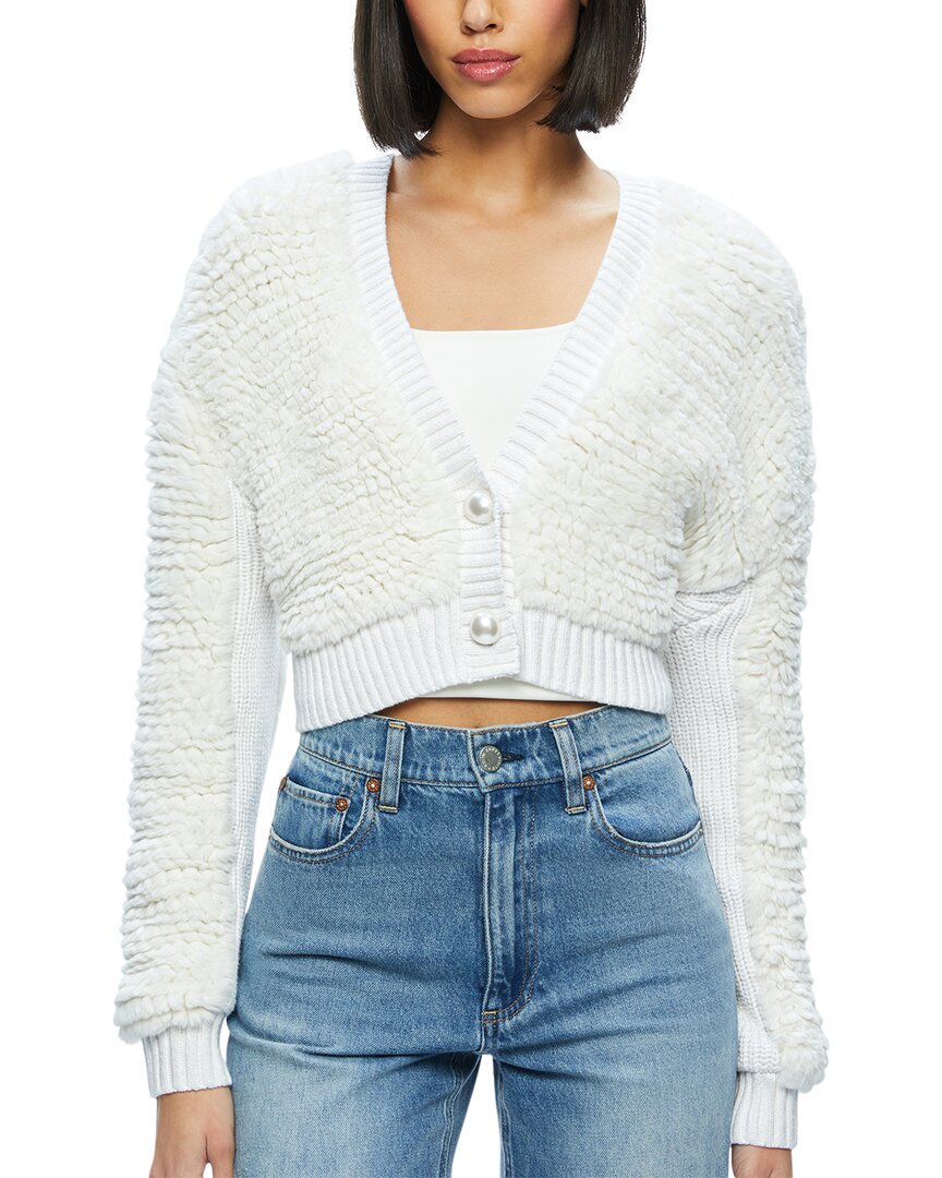 Alice And Olivia Casilda Faux Fur Cropped Cardigan