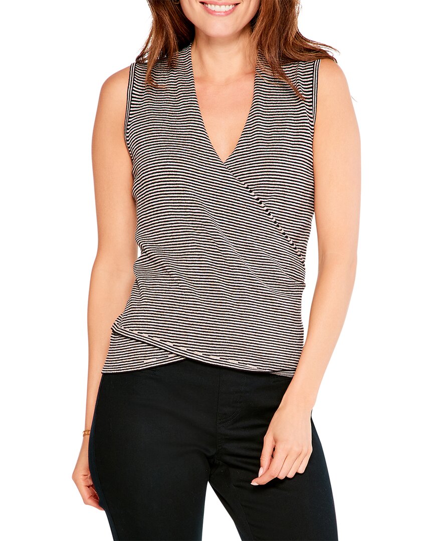 Nic + Zoe Striped Vital Wrap Tank In Black Multi In Black