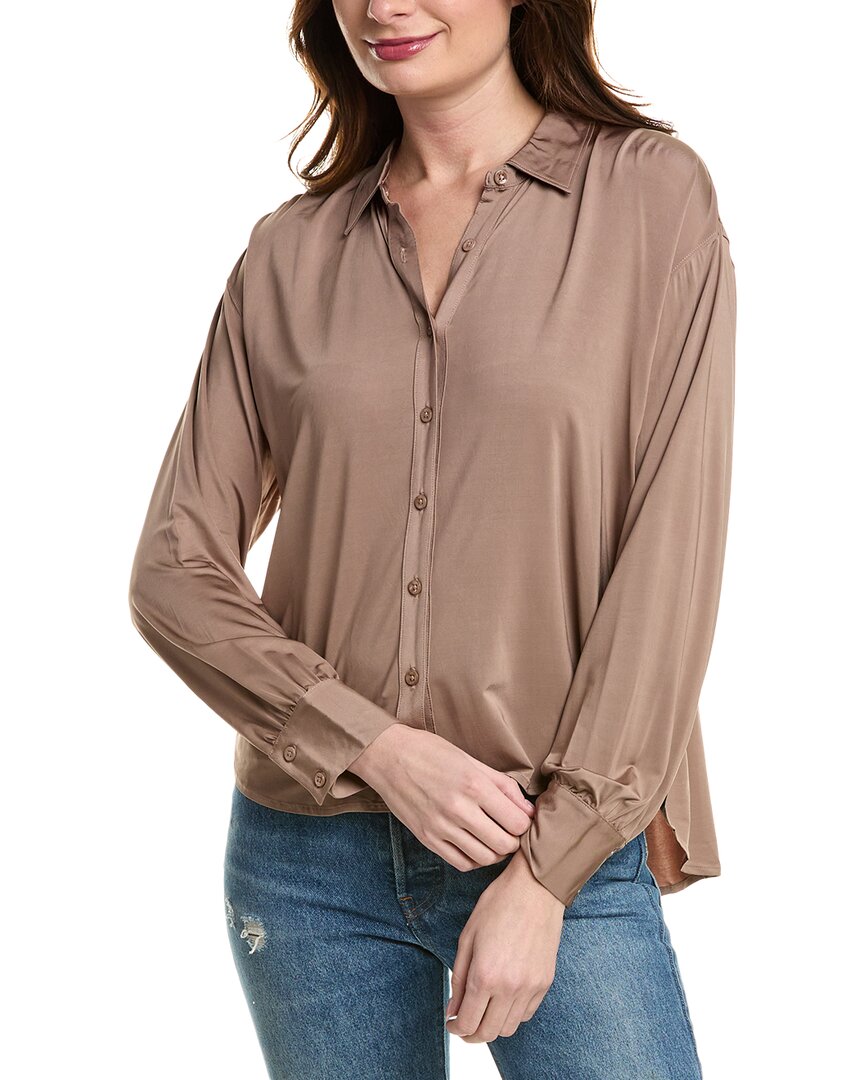 Splendid Charmeuse Lyr Button-down Shirt In Brown