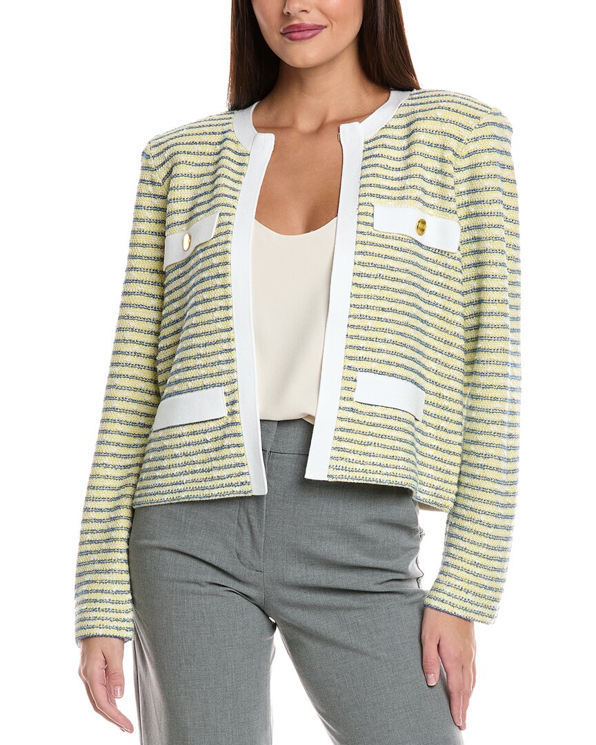 St John St. John Slub Tweed Knit Jacket In Green