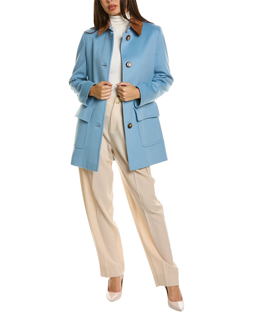 Shop Fleurette Wool Coat In Blue