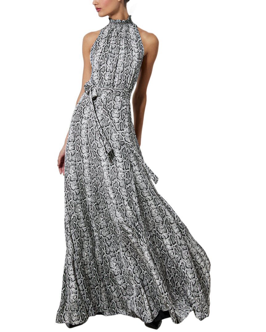 Alice And Olivia Dita Smocked Neck Godet Maxi Dress