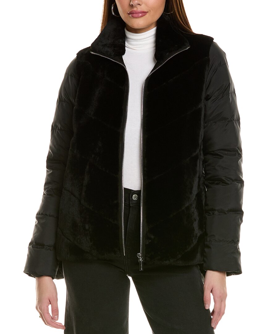 Gorski Shearling Chevron Jacket In Black