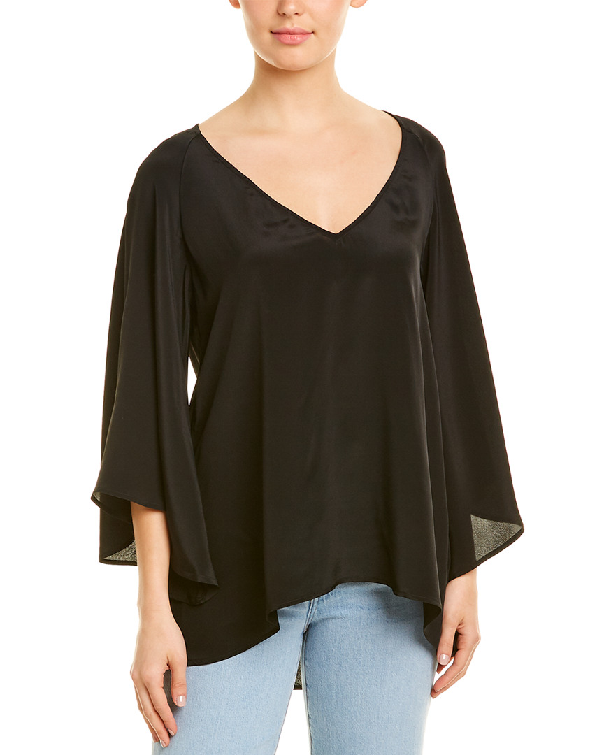 Image of Lavender Brown Flare-Sleeve Silk-Blend Top