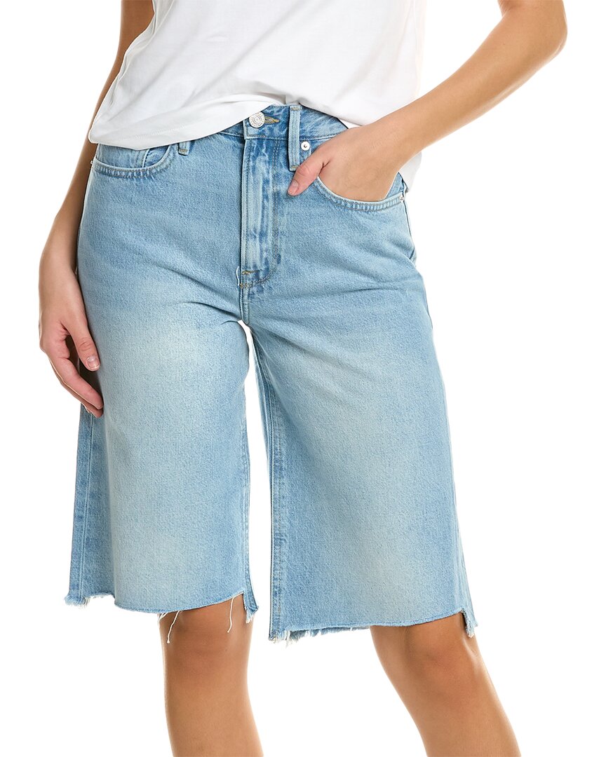 Shop Frame Denim High-rise Zona Wide Leg Bermuda Short Jean In Blue