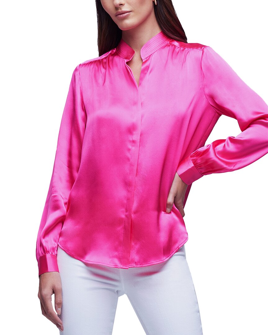L Agence L'agence Bianca Band Collar Silk Blouse