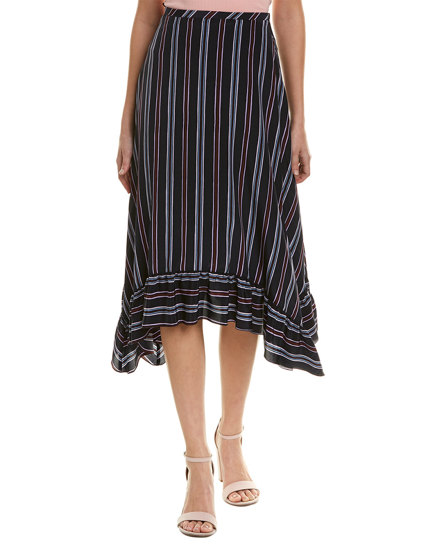 Image of See by Chloe Striped Silk A-Line Skirt
