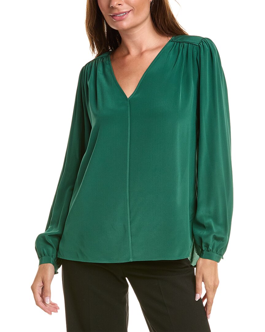 Hugo Boss V-neck Regular-fit Blouse In Washed Silk In Green