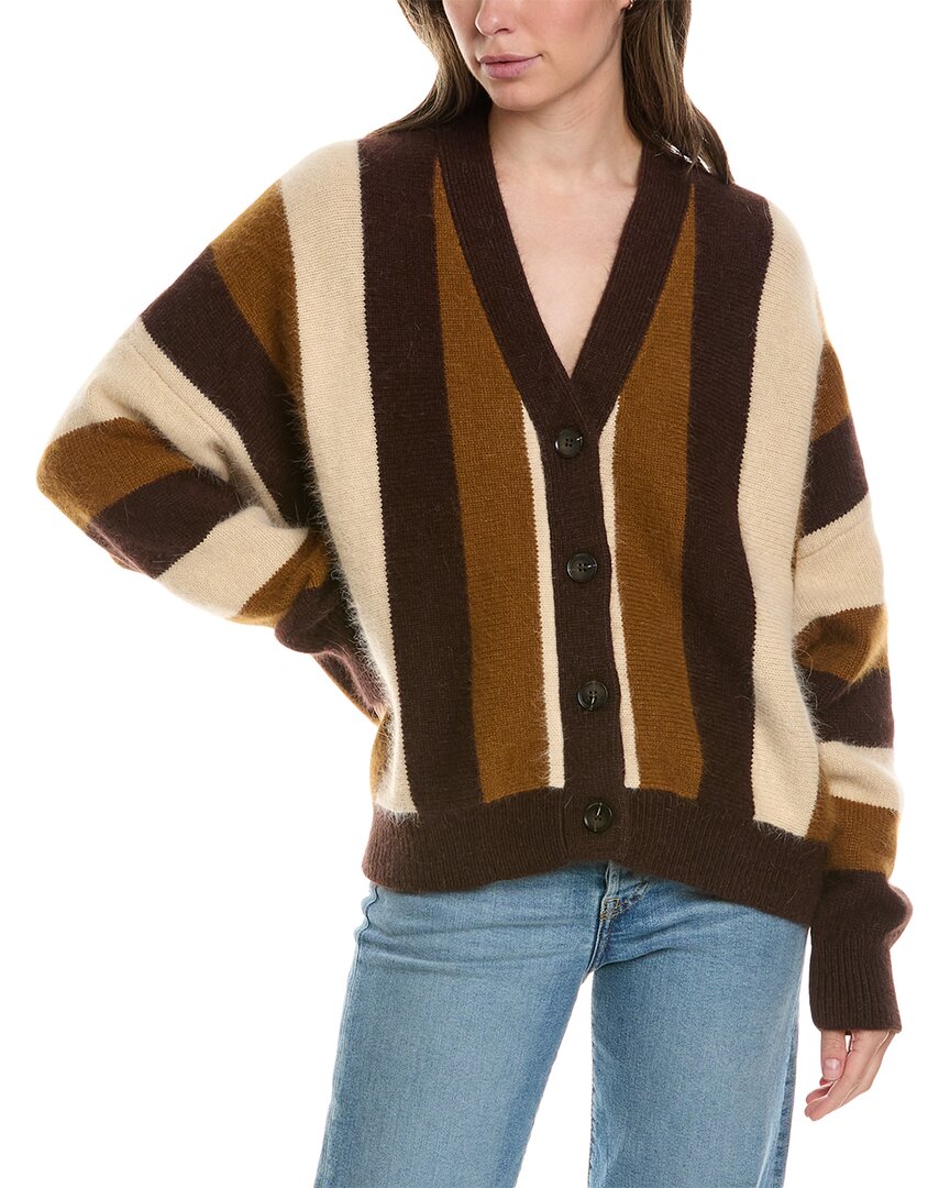 The Great The Fluffly Slouch Angora-blend Cardigan In Brown