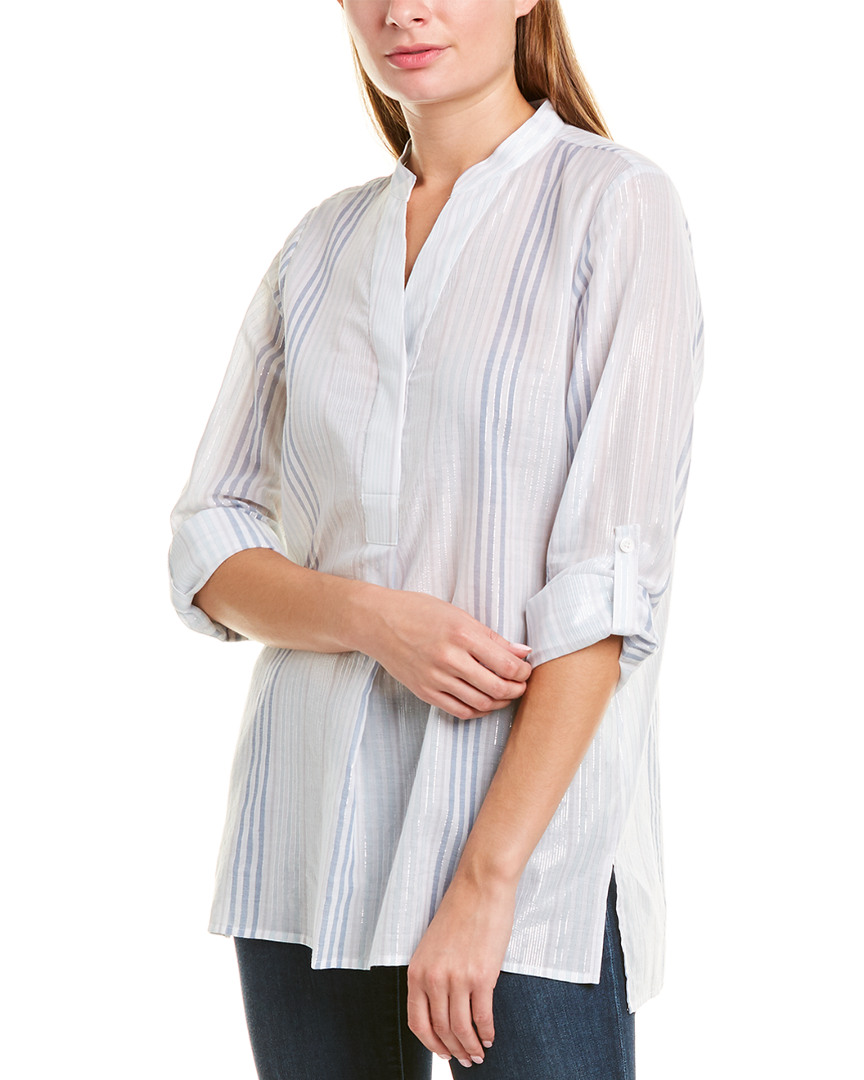 Image of Vince Camuto Roll Tab Tonal Stripe Top